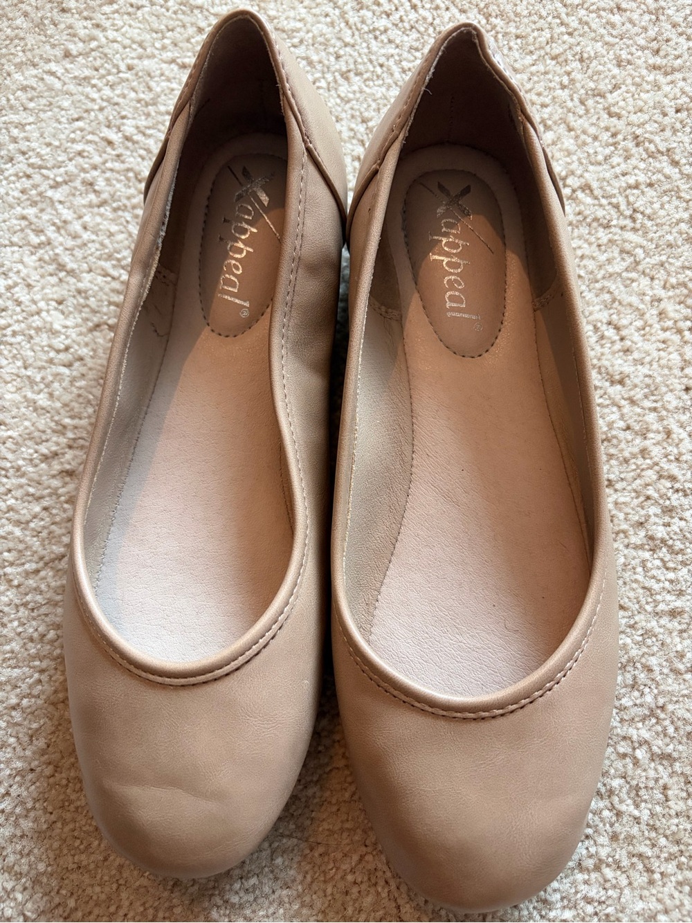 Xappeal Neutral Tan Round-Toe Ballet Flats